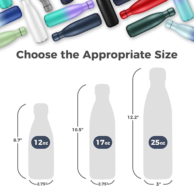Volhoply 17oz Insulated Water Bottles MultiPack, BPA Free Water Bottle - Image 2