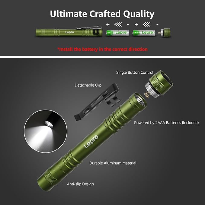 Lepro LED Pen Flashlights, Lightweight, Waterproof Pocket Flashlight - Image 6
