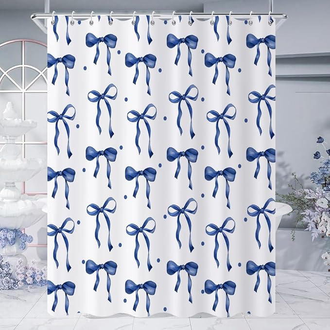 Navy Bow Shower Curtain - Image 3