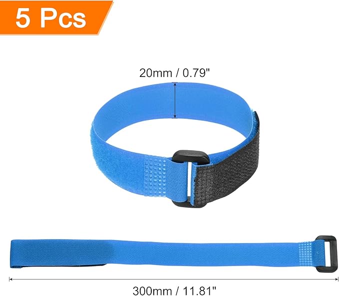 MECCANIXITY 5Pcs Reusable Battery Tie Down Straps, 0.8x12" Blue Nylon - Image 2