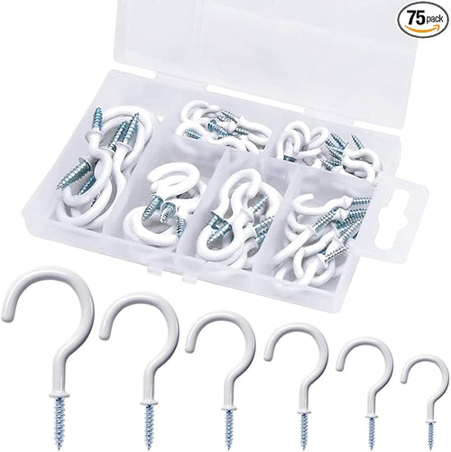 75 Pcs Ceiling Hooks for Hanging Plants, Utensils Vinyl Coated Screw-in Mug by Etoolia