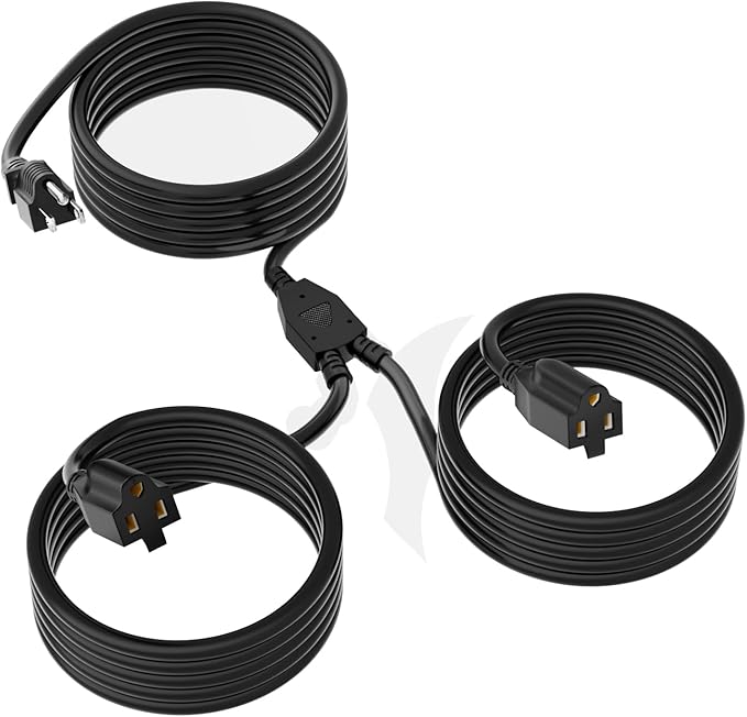 2 Way Power Extension Cord Splitter 20 Ft Total-3 Prong 1 to 2 Extension Cord by Elecan