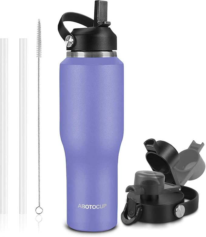 ABOTOCUP 32oz Black Water Bottle Stainless Steel, Keep Cold 24H&Hot 12H by ABOTOCUP