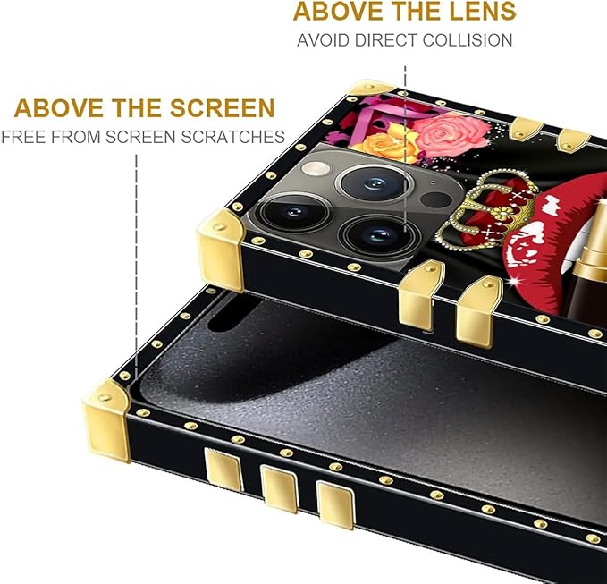 Compatible with iPhone 16 Pro Max Case, Queen Lip Crown Leopard Print Luxury - Image 6