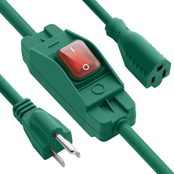 Outdoor Waterproof On/Off Switch Extension Cord, Heavy Duty 125v/250v Black by EasyToOperateLow-CostSolution