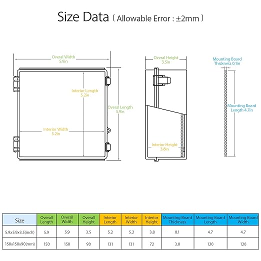 LeMotech Electrical Box, IP67 Waterproof Hinged Cover Stainless Steel Latch - Image 2