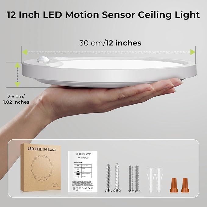 hepside 2 Pack Motion Sensor Ceiling Light Wired, 3000K/4000K/6500K LED Flush - Image 8