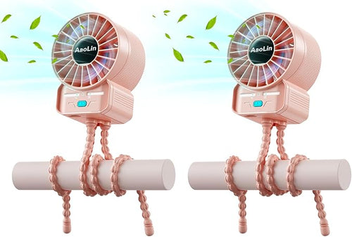 2 Pack Multifunctional Portable Stroller Fan 4 Speed 6600rpm High Speed Usb by AaoLin
