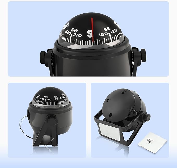 Boat Compass with Magnetic Declination Adjustment, Pivoting Marine Compass - Image 9
