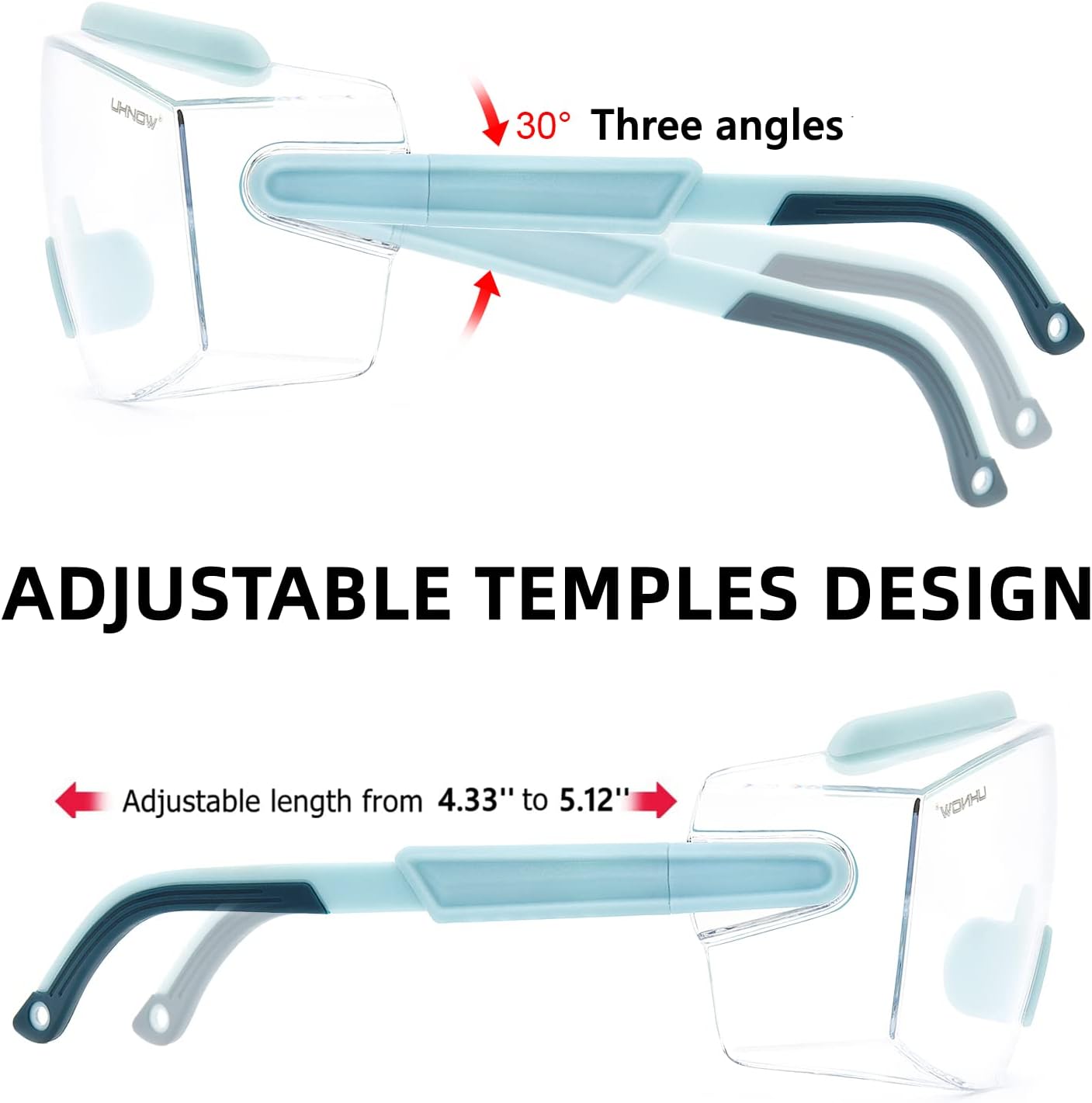 UKNOW Safety Goggles Over Glasses, Safety Glasses Anti Fog Wraparound Eye Protection, Protective Eyewear ANSI Z87.1