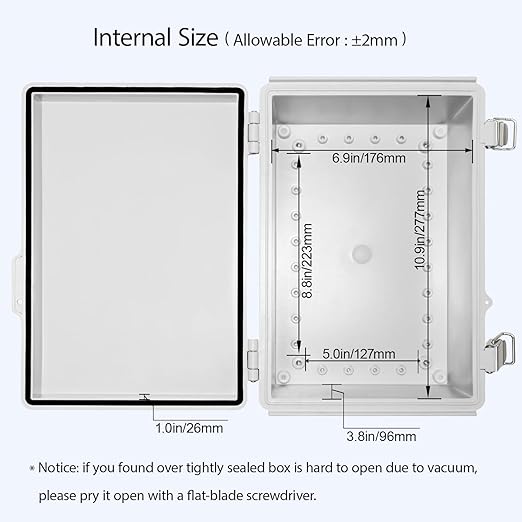 LeMotech Electrical Box, IP67 Waterproof Hinged Cover Stainless Steel Latch - Image 5