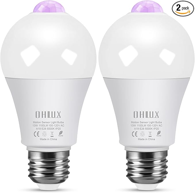 Motion Sensor LED Light Bulbs Outdoor, 13W Dusk to Dawn Sensor Bulb PIR by OHLUX-YourIndoorOutdoorSpaceLightingPartner