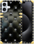 Compatible with iPhone 16 Plus Case, Shiny Black Sofa Crystal Luxury Golden by Unknown