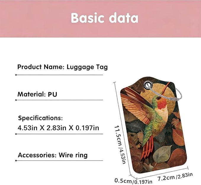 2Pcs Vintage Hummingbird Luggage Tags - Image 3