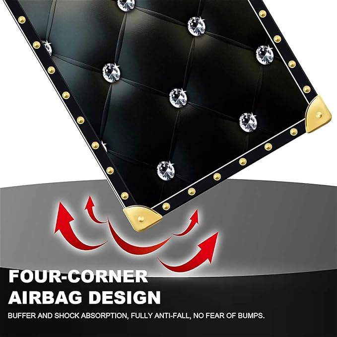Compatible with iPhone 16 Pro Case, Shiny Black Sofa Crystal Luxury Golden - Image 7