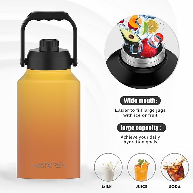 WATERSY 2/3 Gallon Water Bottle Insulated, BPA Free&Leak Proof, 87oz Stainless - Image 5