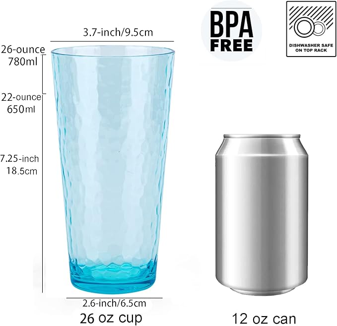 26-ounce Acrylic Highball Glasses Plastic Tumbler Larger Drinking Glasses - Image 2