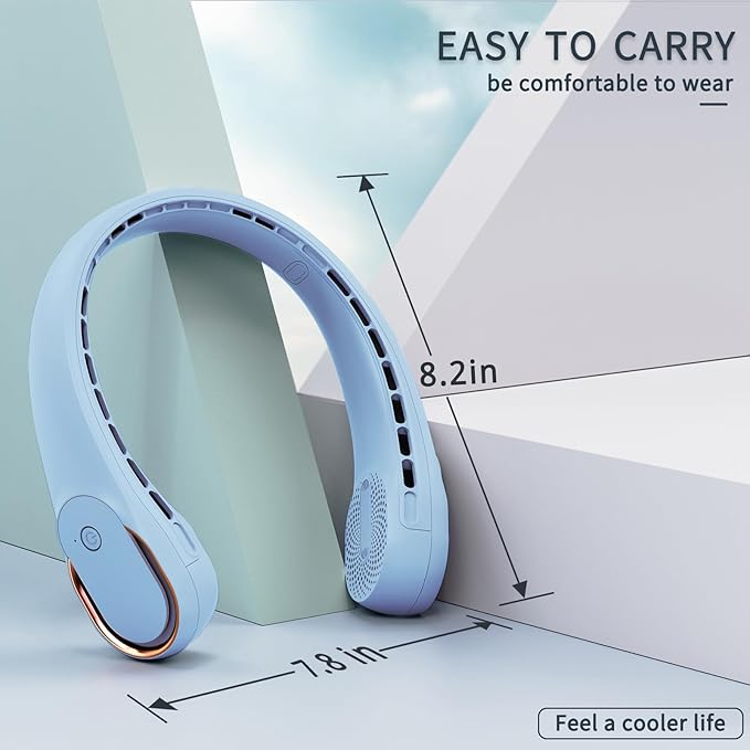 ASNUG Neck Fan, Bladeless Neck Fan, USB Rechargeable Personal Fan, 4000 mAh - Image 6