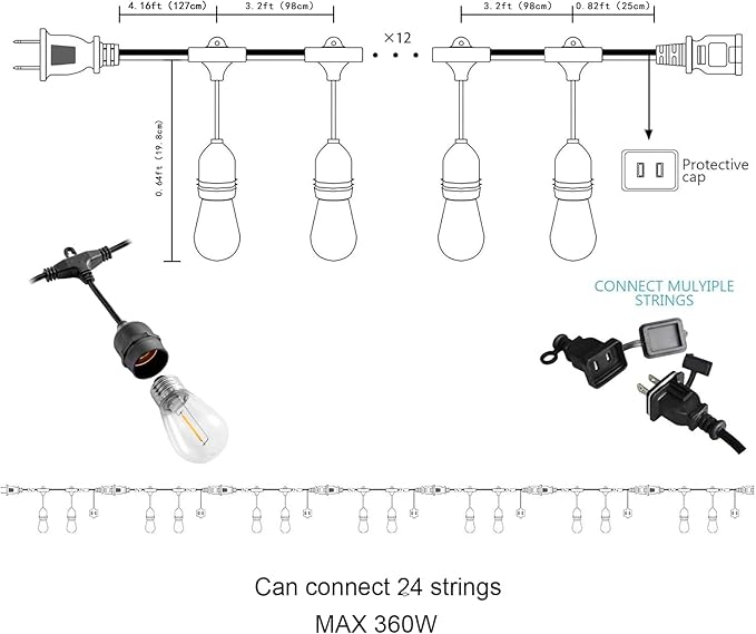 Banord Outdoor String Lights, 50FT Waterproof Patio Lights - Image 4