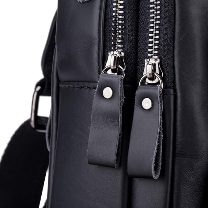 Leather Sling Bag Backpack for Men Women Outdoor Travel Hiking Business - Image 9
