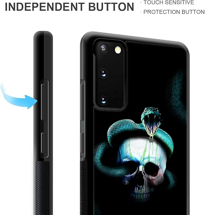 for Samsung Galaxy S20 Case, Skeleton Winding Snake Pattern Graphic Design Girl - Image 4