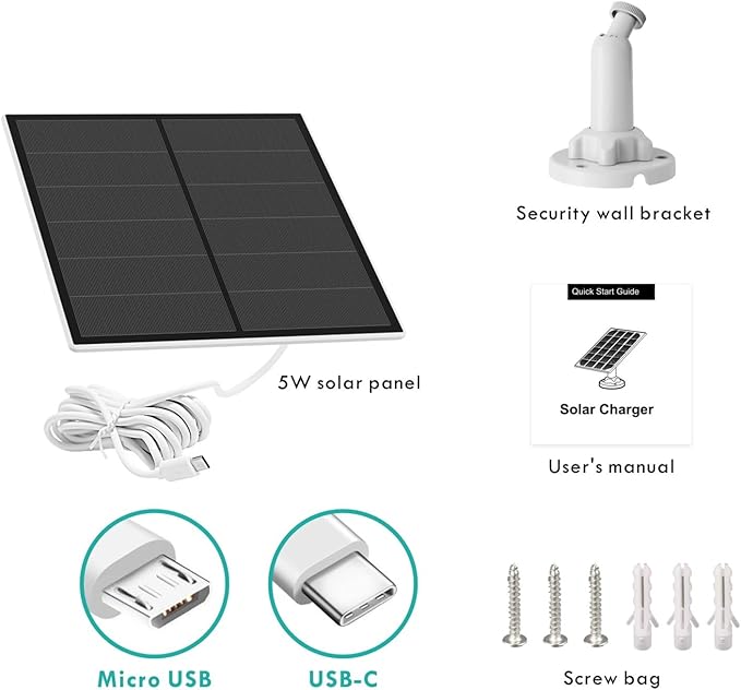 Solar Panel for Security Camera, 5W USB Solar Panel Compatible - Image 7