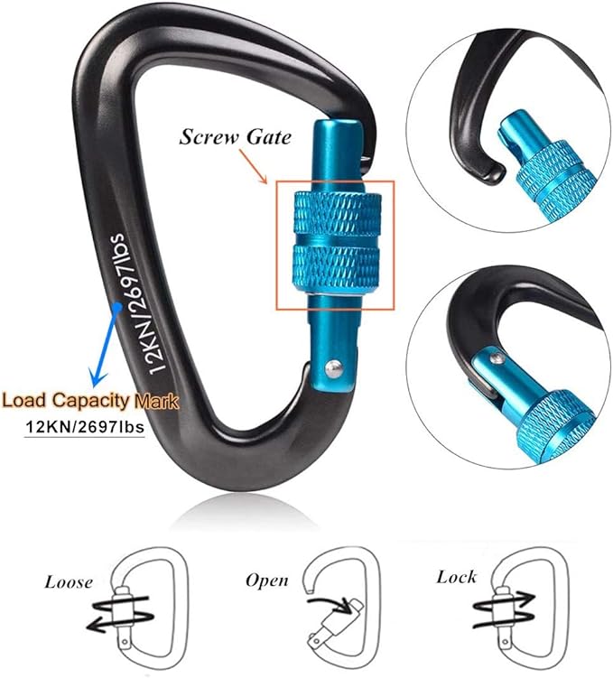 STURME 12kN Heavy Duty Locking Carabiner Clips - Image 4