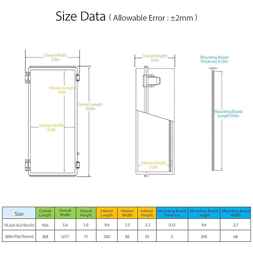 LeMotech Electrical Box, IP67 Waterproof Hinged Cover Stainless Steel Latch - Image 2