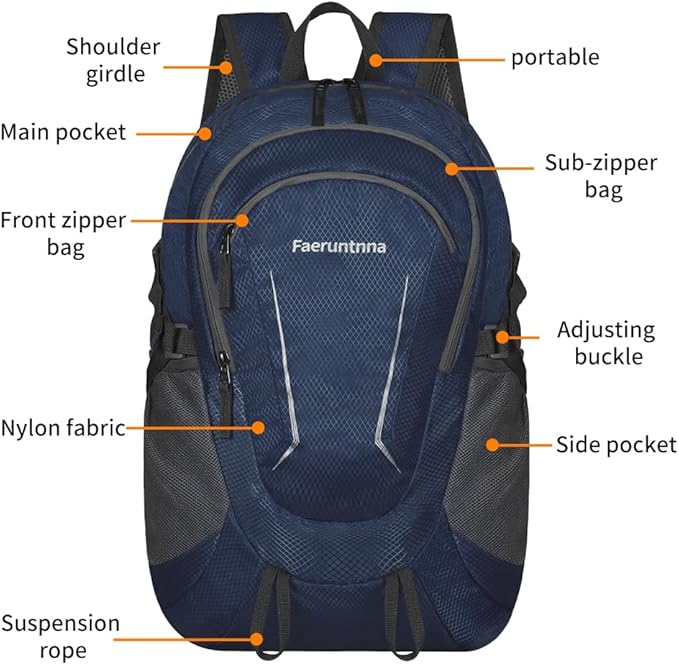 30L Large capacity Lightweight Packable Foldable Backpack，women and men Hiking - Image 6