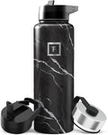 IRON °FLASK Camping & Hiking Hydration Flask - 40 oz Black Marquina by IronFlask