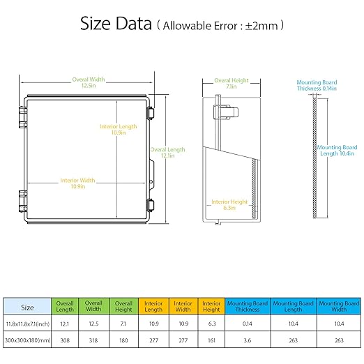 LeMotech Electrical Box, IP67 Waterproof Hinged Clear Cover Stainless Steel - Image 2