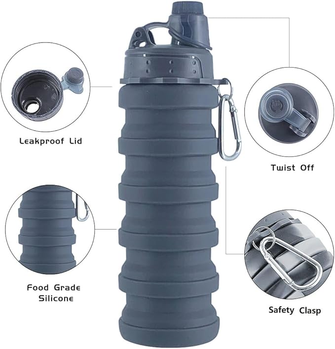 Collapsible Water Bottles 4 PackTravel water bottle Sports Portable Water - Image 3