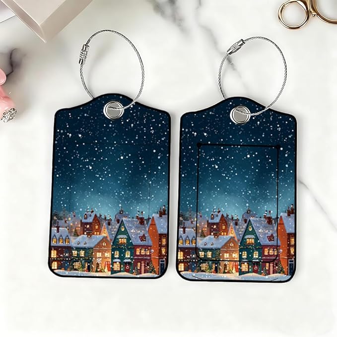 2Pcs Winter Village Luggage Tags - Image 6