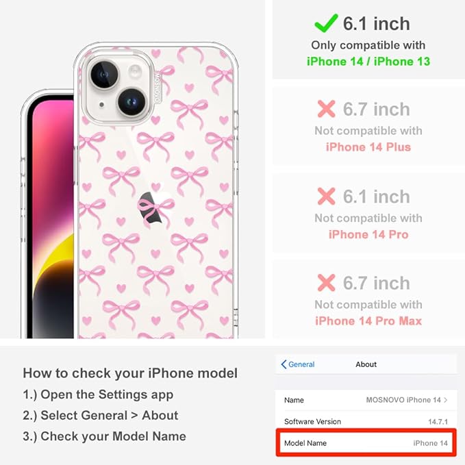 MOSNOVO for iPhone 13/14 Case | Military Grade 6.6ft Drop Tested | Clear - Image 2