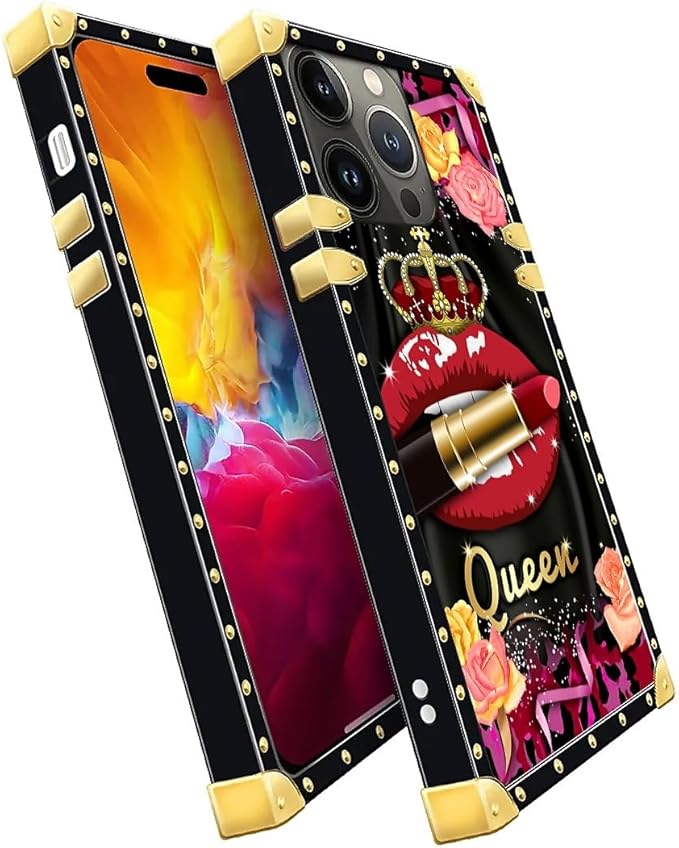 Compatible with iPhone 15 Pro Max Case, Queen Lip Crown Leopard Print Luxury - Image 3