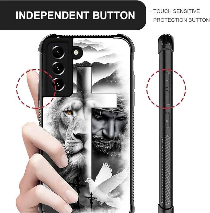 for Samsung Galaxy S21 Case, Lion Cross Jesus Christ Dove Pattern Graphic - Image 6
