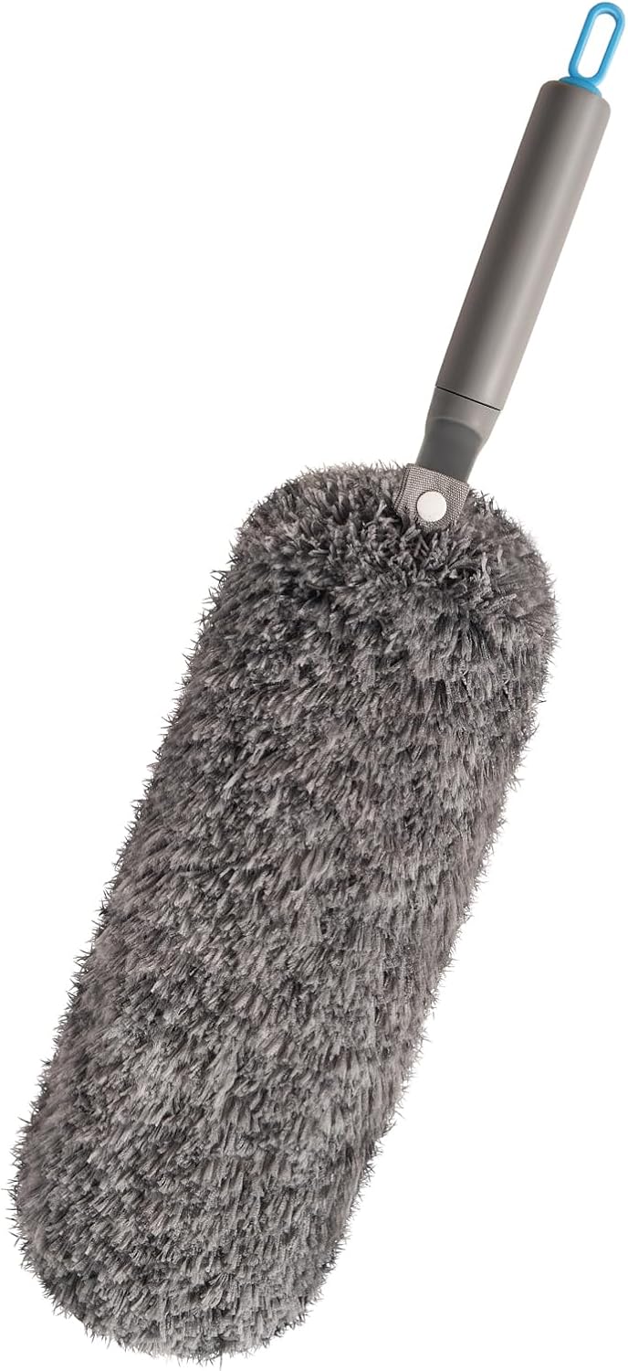 Microfiber Duster with Washable and Reusable Duster Head, Microfiber Dusters for Household Cleaning, Gray