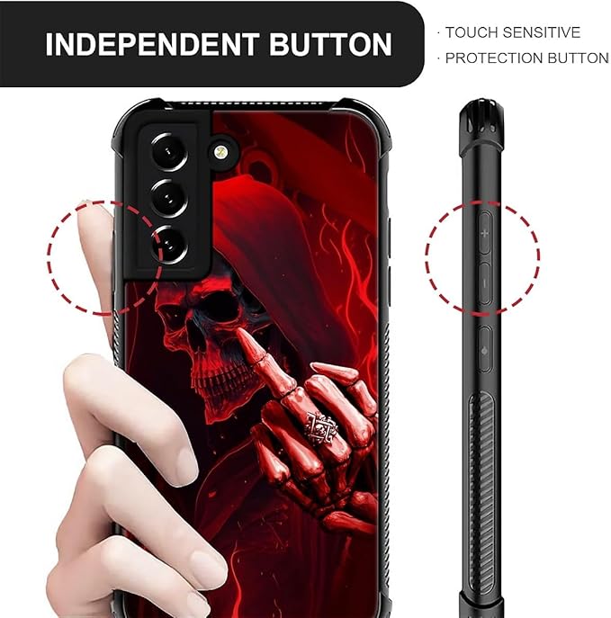 for Samsung Galaxy S21 FE Case, Gestures Funny Skull Pattern Graphic Design - Image 3