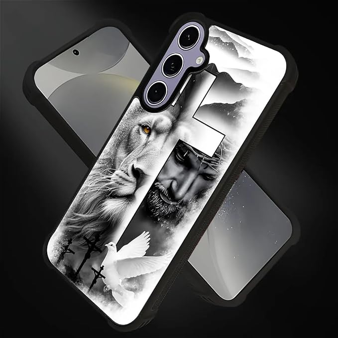 for Samsung Galaxy S24 S25 Case, Lion Cross Jesus Christ Dove Pattern Graphic - Image 2