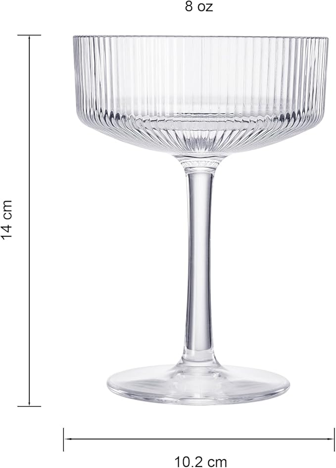 Khen Vintage Art Deco Shatterproof Coupe Martini, Champagne & Cocktail Glasses - Image 8