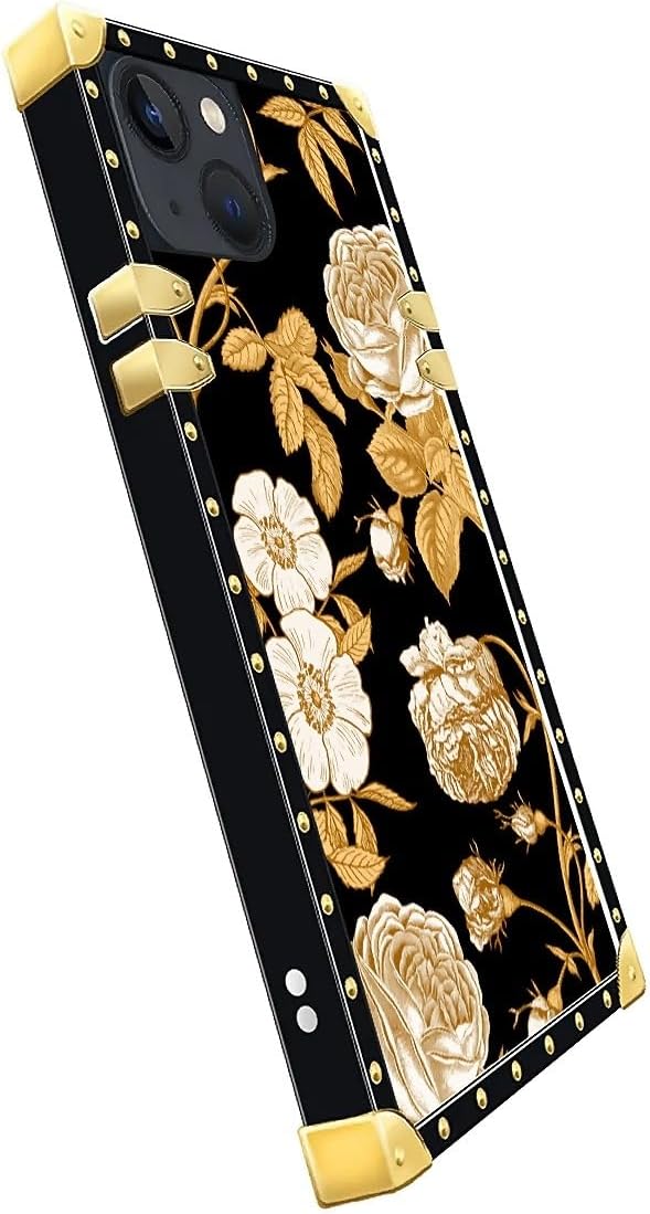 Compatible with iPhone 13 Case, Blooming Rose Golden Flower Luxury Golden - Image 4