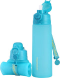 TakeToday Collapsible Water Bottles 21oz, Foldable Platinum Silicone Travel by TAKETODAY