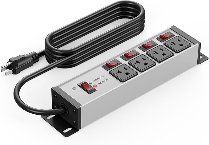CCCEI Heavy Duty Surge Protector Power Strip 20 Amp Individual Switches. 15FT by CCCEI