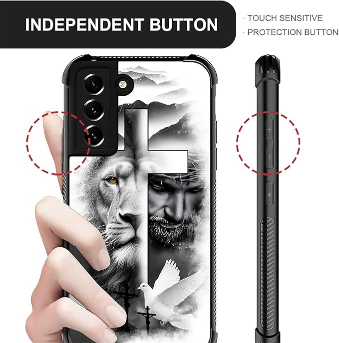 for Samsung Galaxy S22 Plus Case, Lion Cross Jesus Christ Dove Pattern Graphic - Image 5