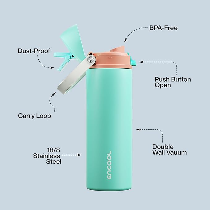 Insulated Water Bottle with Straw - Image 4