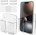 2 Pcs Clear Wall Mount Phone Holders, Self Adhesive Plastic Stand, Compatible by ITATIOLFY