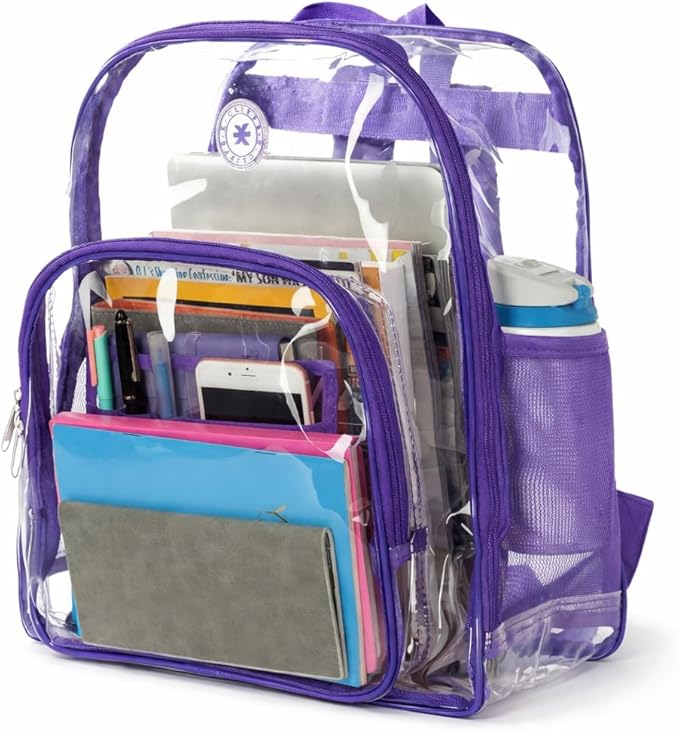 K-Cliffs Large Transparent Backpack Clear Heavy Duty School Bag Durable Student by K-Cliffs