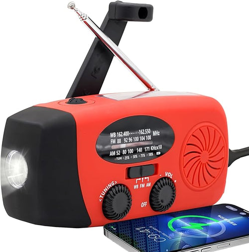 2000MAH Emergency Hand Crank Radio, Portable Survival Solar Radio AM FM NOAA by SonicRapid