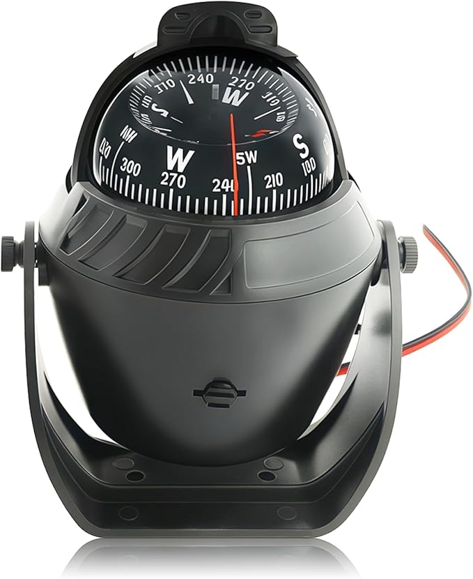 Boat Compass with Magnetic Declination Adjustment, Pivoting Marine Compass by WOKYO
