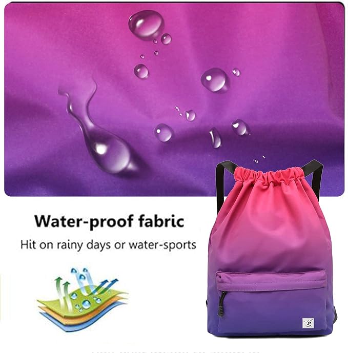 Waterproof Drawstring Bag, Gym Bag Sackpack Sports Beach Backpack - Image 6
